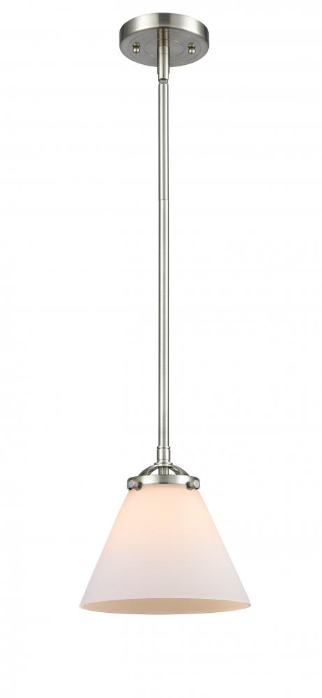 Cone - 1 Light - 8 inch - Brushed Satin Nickel - Stem hung - Mini Pendant
