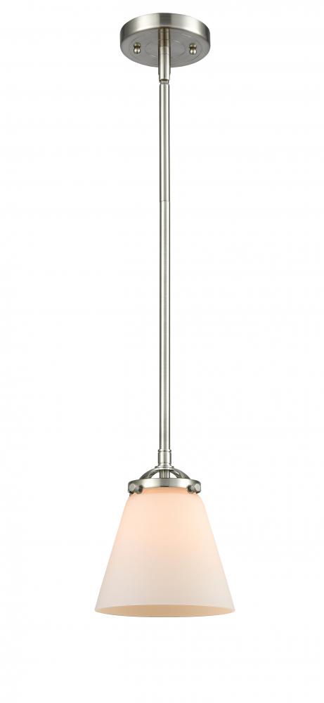 Cone - 1 Light - 6 inch - Brushed Satin Nickel - Stem hung - Mini Pendant