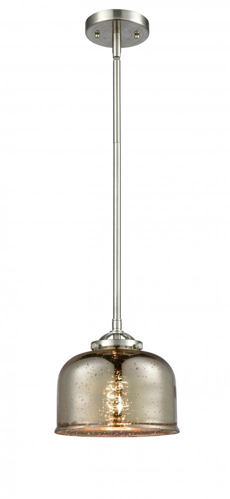 Bell - 1 Light - 8 inch - Brushed Satin Nickel - Stem hung - Mini Pendant