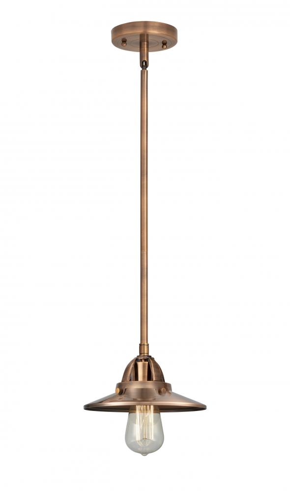 Railroad - 1 Light - 8 inch - Antique Copper - Stem hung - Mini Pendant