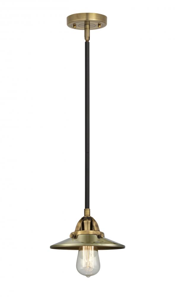 Railroad - 1 Light - 8 inch - Black Antique Brass - Stem hung - Mini Pendant