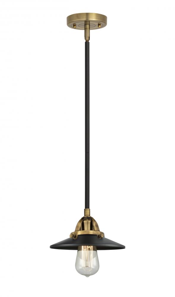 Railroad - 1 Light - 8 inch - Black Antique Brass - Stem hung - Mini Pendant