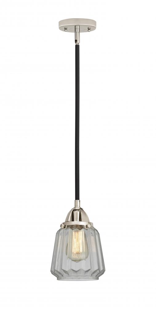 Chatham - 1 Light - 7 inch - Black Polished Nickel - Stem hung - Mini Pendant