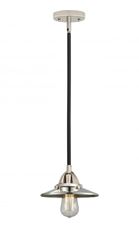Railroad - 1 Light - 8 inch - Black Polished Nickel - Stem hung - Mini Pendant