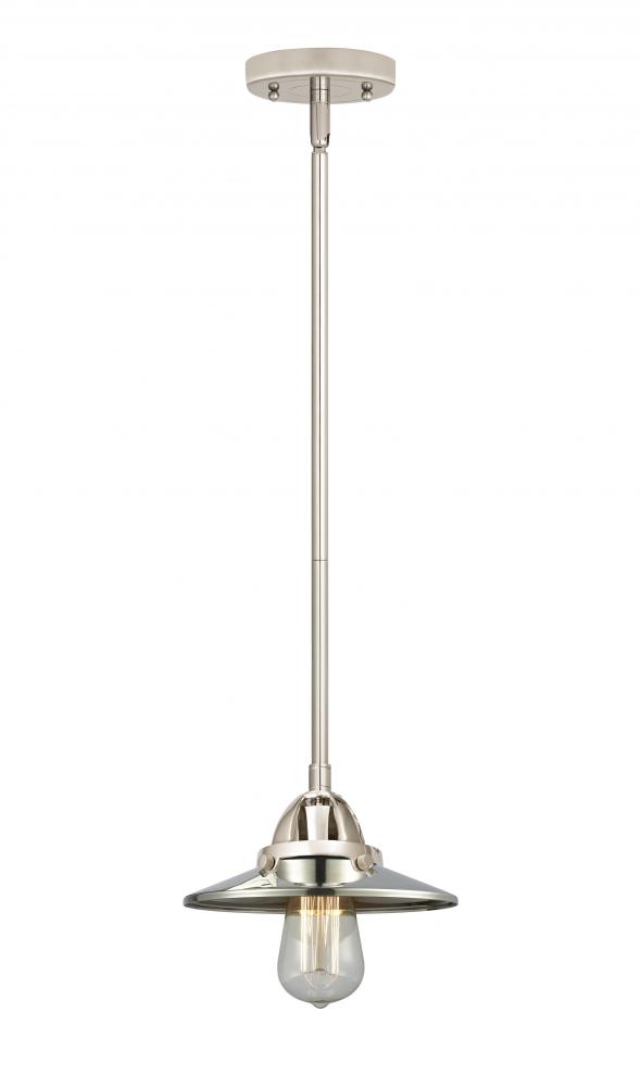 Railroad - 1 Light - 8 inch - Polished Nickel - Stem hung - Mini Pendant