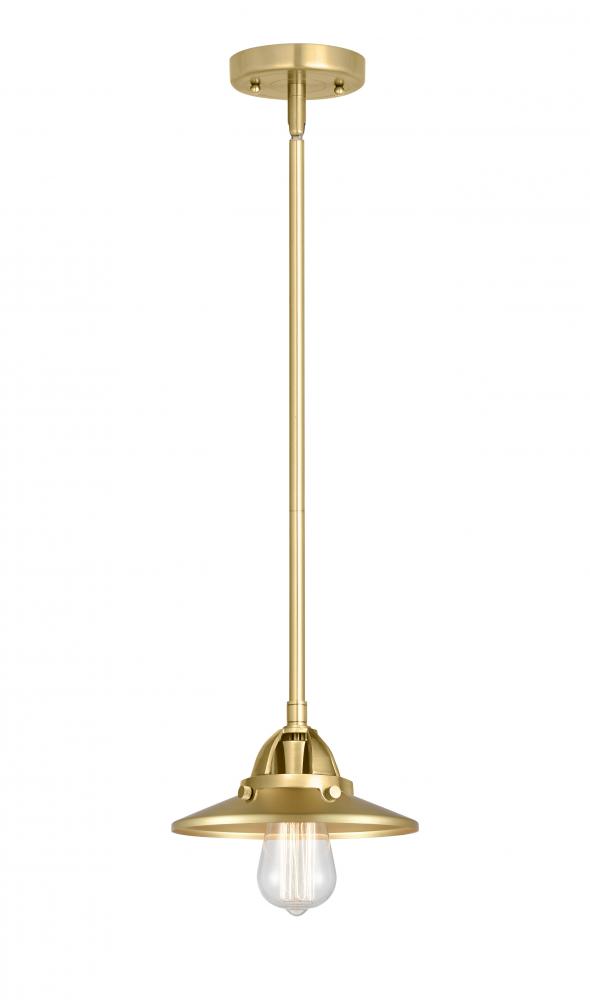 Railroad - 1 Light - 8 inch - Satin Gold - Stem hung - Mini Pendant