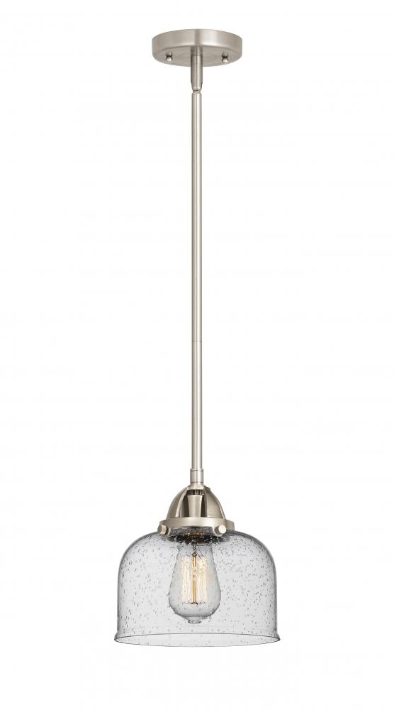 Bell - 1 Light - 8 inch - Brushed Satin Nickel - Stem hung - Mini Pendant