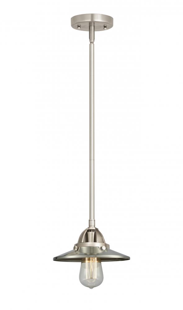 Railroad - 1 Light - 8 inch - Brushed Satin Nickel - Stem hung - Mini Pendant