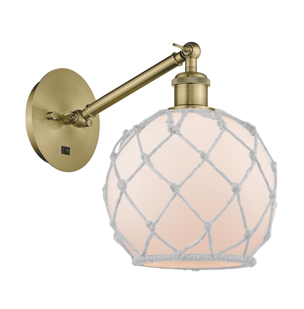 Farmhouse Rope - 1 Light - 8 inch - Antique Brass - Adjustable - Sconce