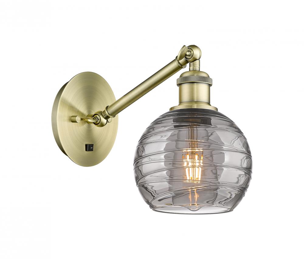 Athens Deco Swirl - 1 Light - 6 inch - Antique Brass - Adjustable Sconce