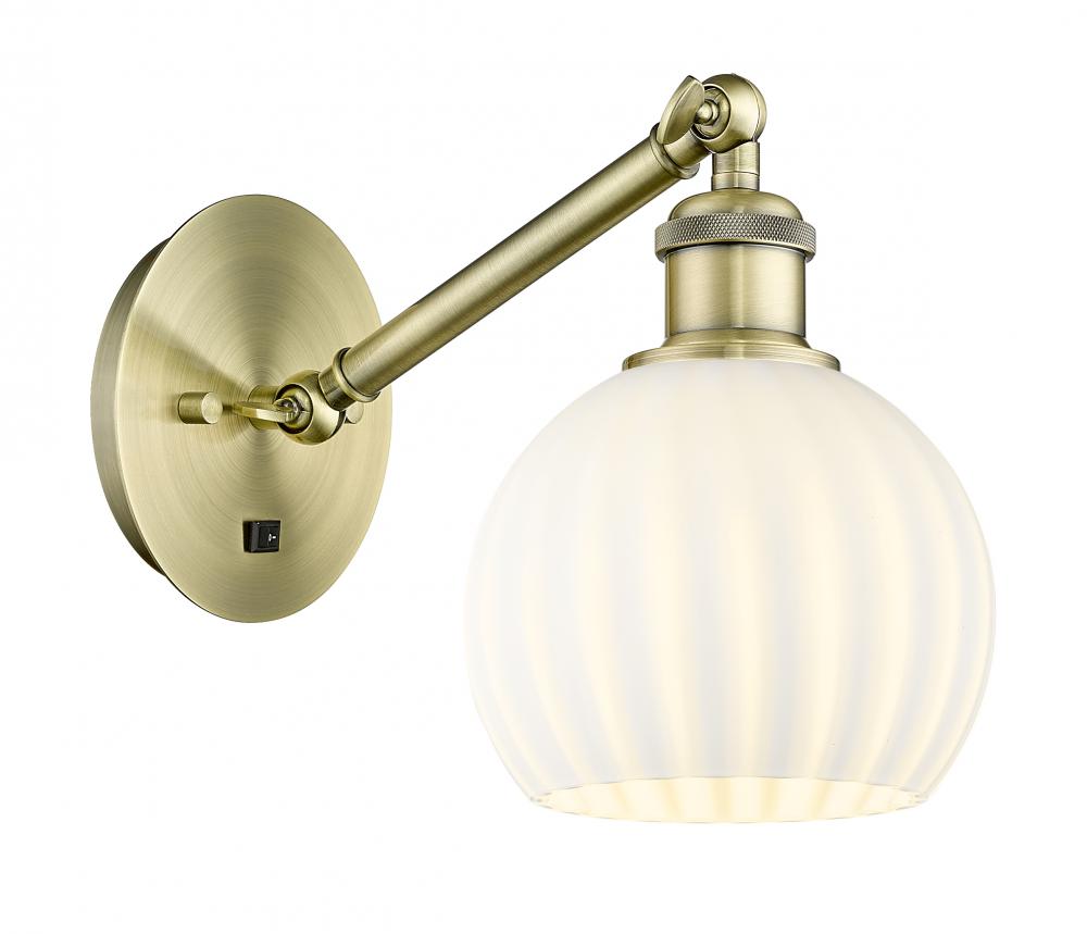 White Venetian - 1 Light - 6 inch - Antique Brass - Adjustable Sconce