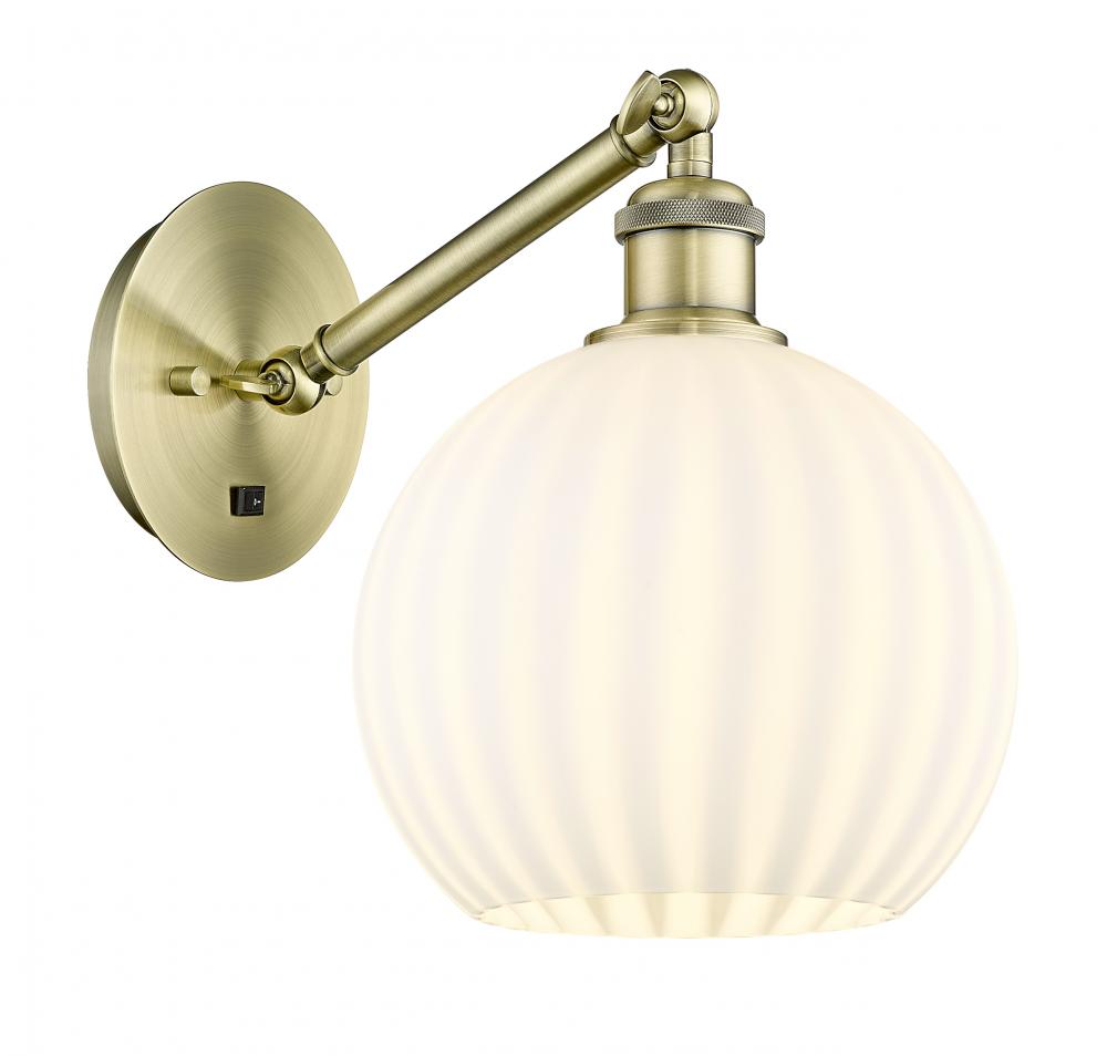 White Venetian - 1 Light - 8 inch - Antique Brass - Adjustable Sconce