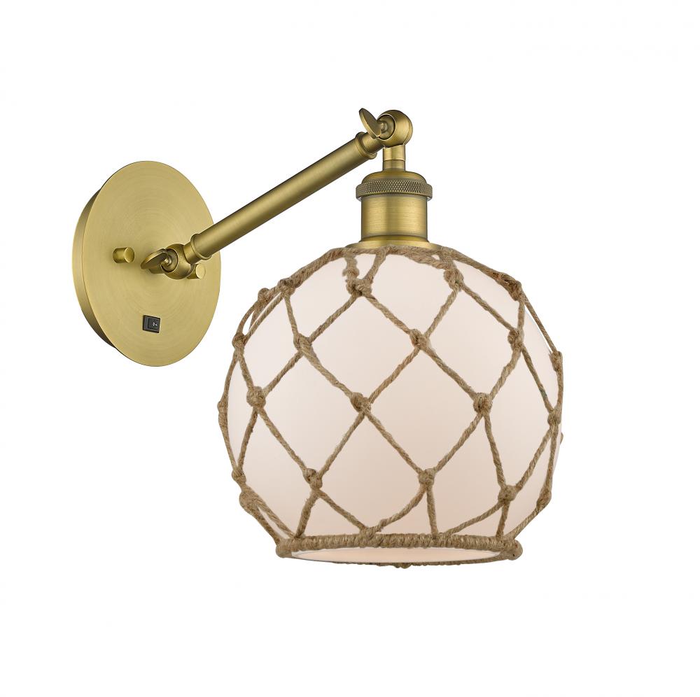 Farmhouse Rope - 1 Light - 8 inch - Brushed Brass - Adjustable Sconce