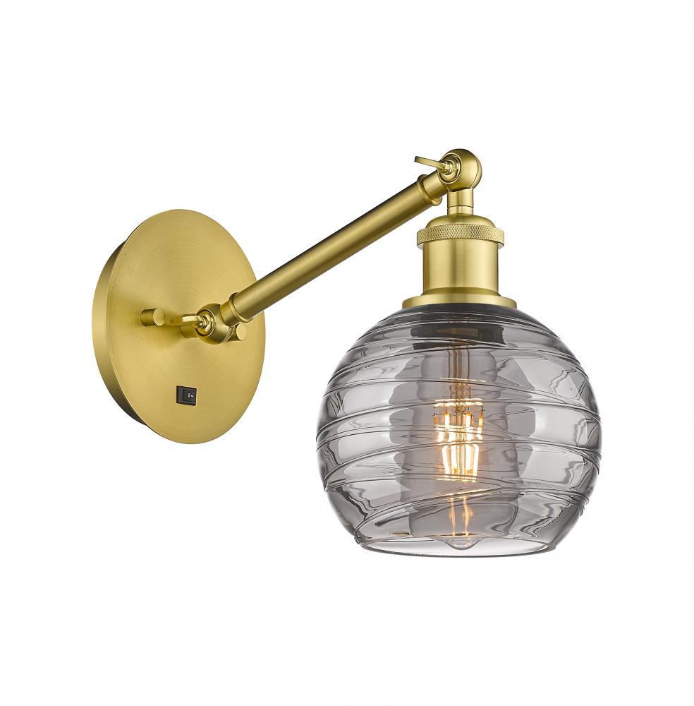 Athens Deco Swirl - 1 Light - 6 inch - Satin Gold - Adjustable Sconce