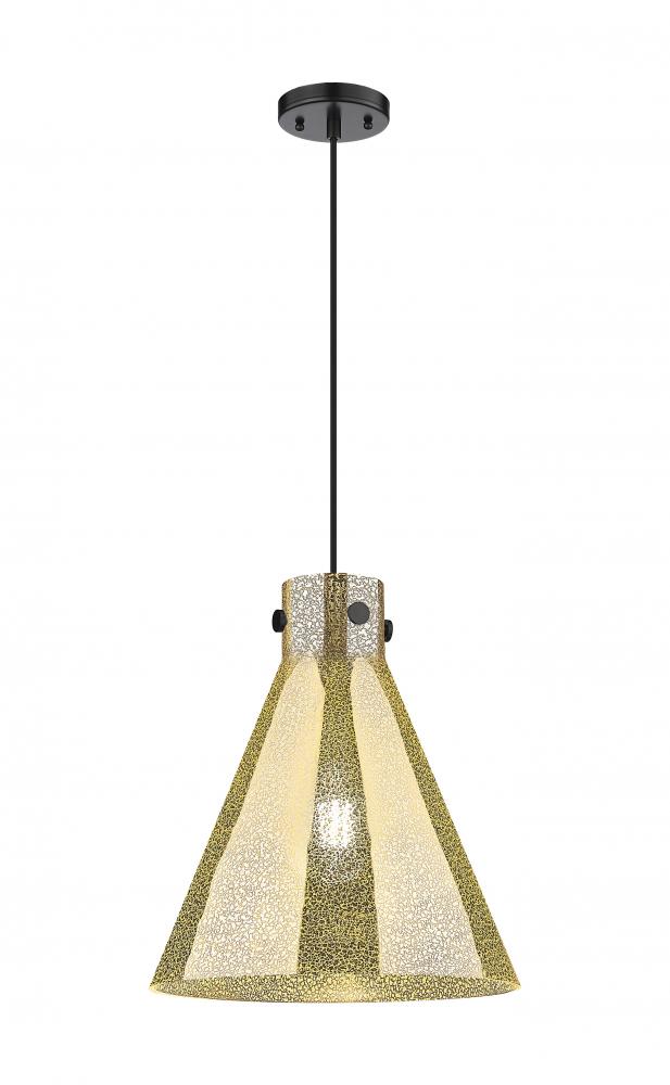 Newton Cone - 1 Light - 14 inch - Matte Black - Cord hung - Pendant