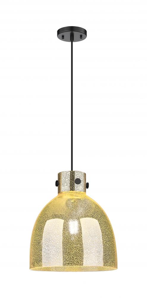 Newton Bell - 1 Light - 12 inch - Matte Black - Cord hung - Pendant