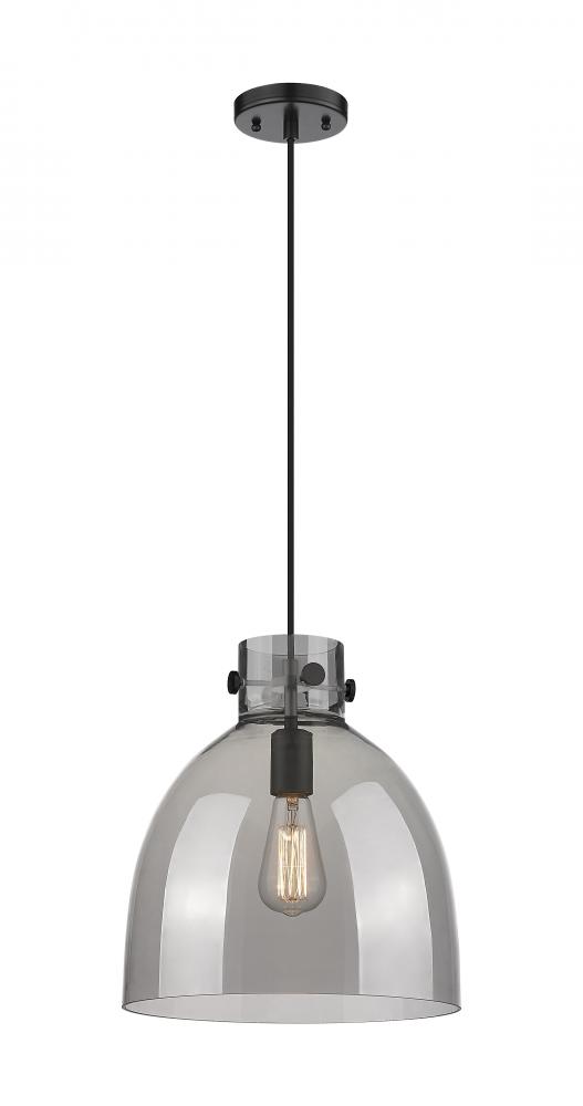Newton Bell - 1 Light - 12 inch - Matte Black - Cord hung - Pendant