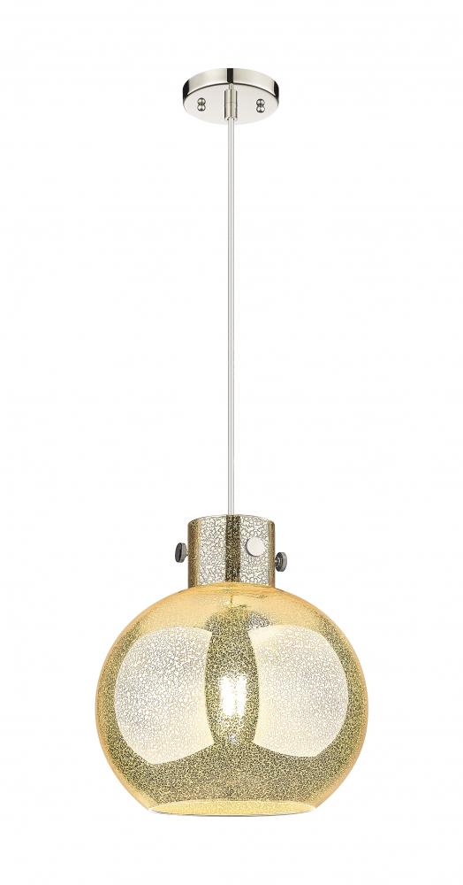Newton Sphere - 1 Light - 12 inch - Polished Nickel - Cord hung - Mini Pendant