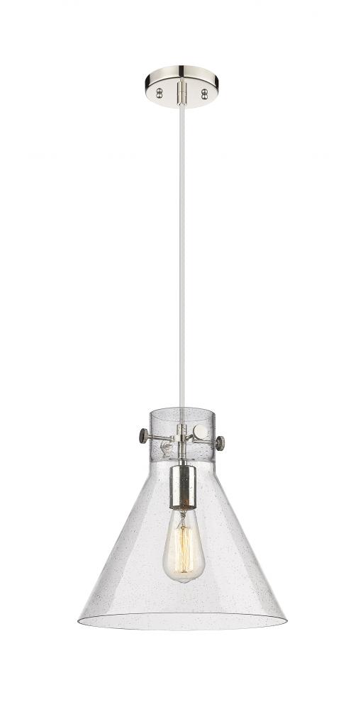 Newton Cone - 1 Light - 12 inch - Polished Nickel - Cord hung - Pendant