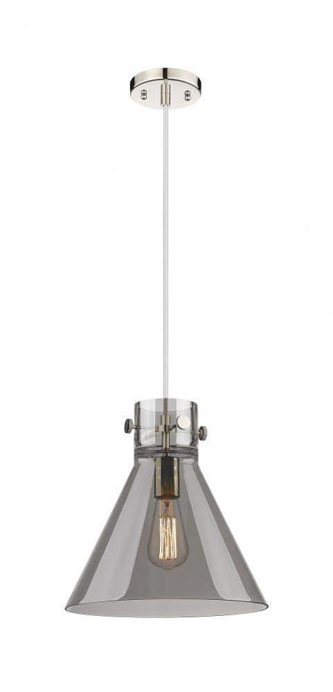 Newton Cone - 1 Light - 12 inch - Polished Nickel - Cord hung - Pendant