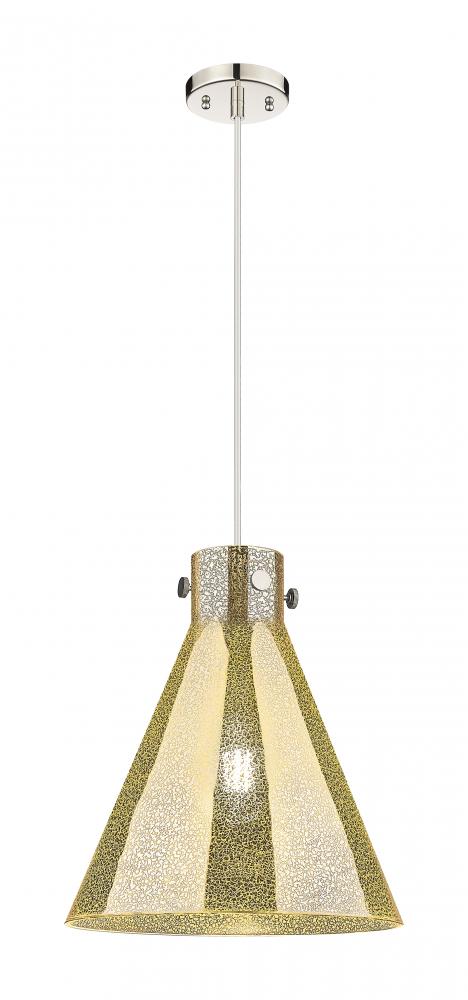 Newton Cone - 1 Light - 14 inch - Polished Nickel - Cord hung - Pendant