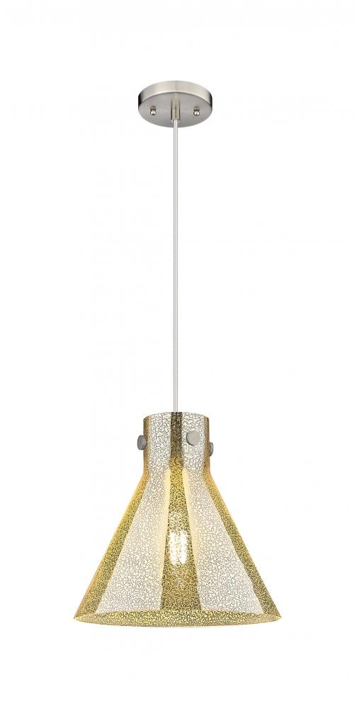 Newton Cone - 1 Light - 12 inch - Satin Nickel - Cord hung - Pendant