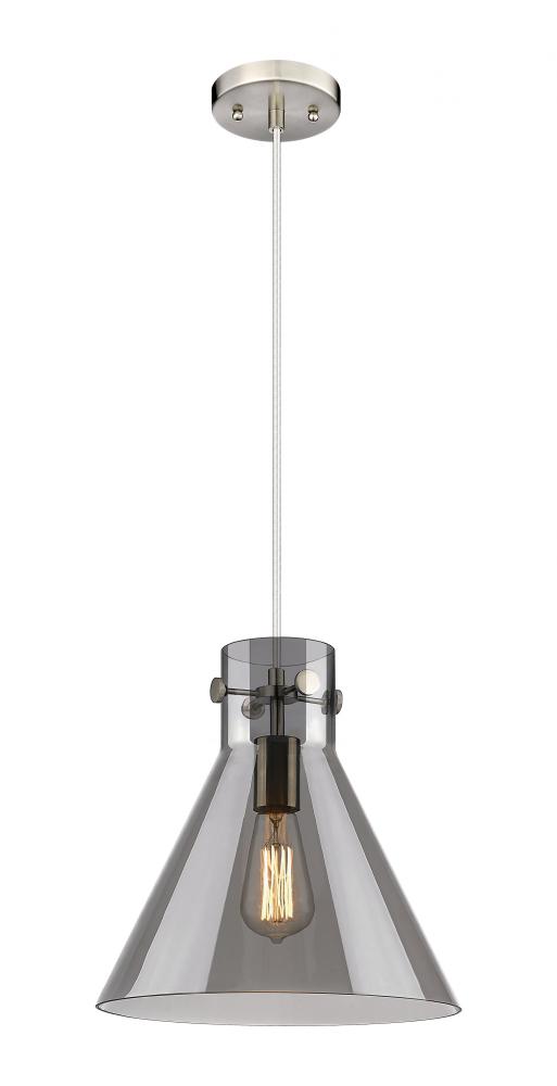 Newton Cone - 1 Light - 12 inch - Satin Nickel - Cord hung - Pendant