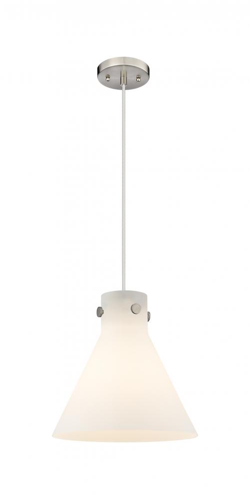 Newton Cone - 1 Light - 12 inch - Satin Nickel - Cord hung - Pendant