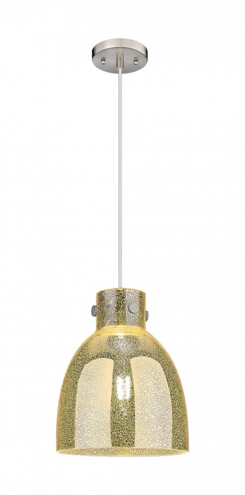 Newton Bell - 1 Light - 10 inch - Satin Nickel - Cord hung - Pendant
