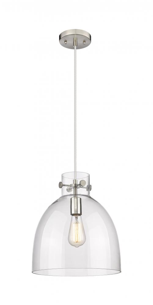 Newton Bell - 1 Light - 12 inch - Satin Nickel - Cord hung - Pendant