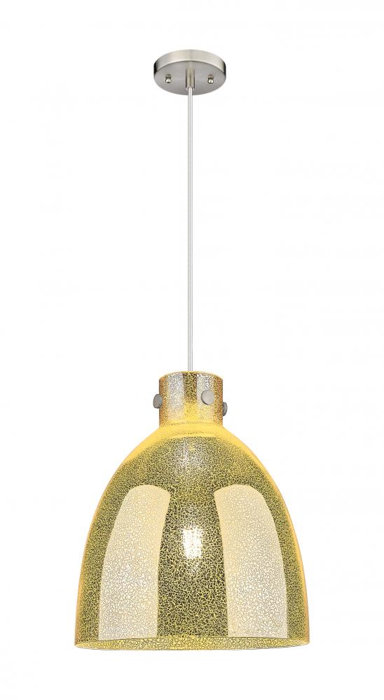 Newton Bell - 1 Light - 14 inch - Satin Nickel - Cord hung - Pendant