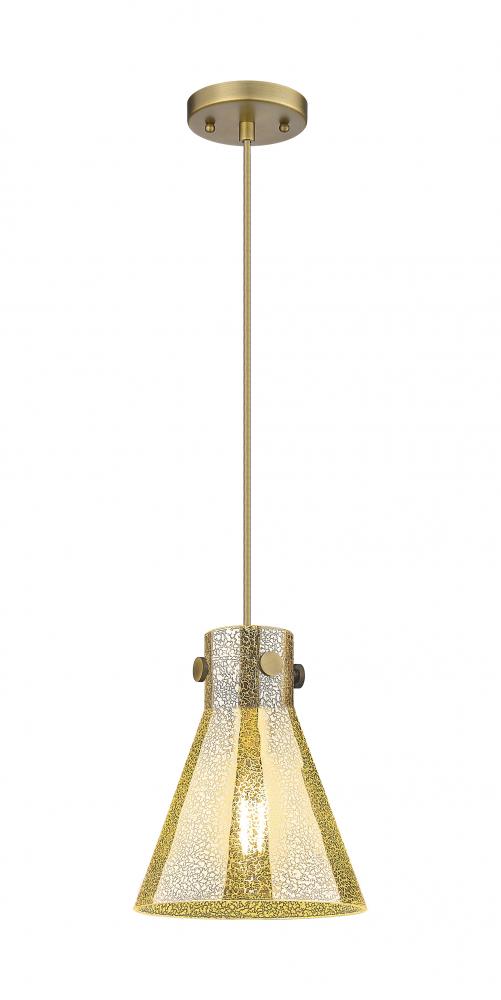 Newton Cone - 1 Light - 8 inch - Brushed Brass - Cord hung - Pendant
