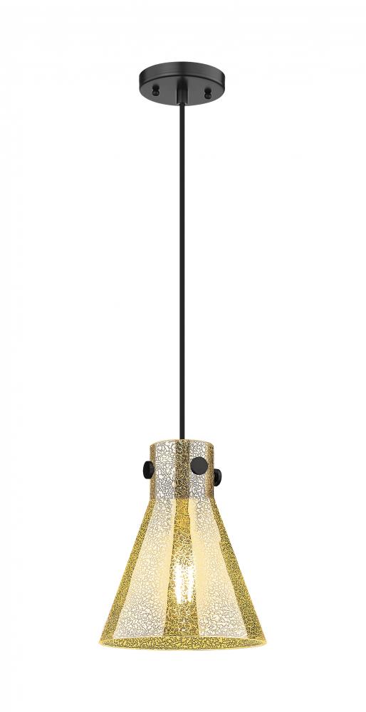 Newton Cone - 1 Light - 8 inch - Matte Black - Cord hung - Pendant