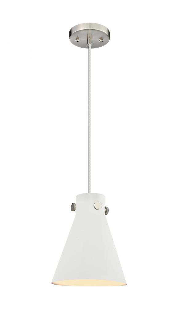 Newton Cone - 1 Light - 8 inch - Satin Nickel - Cord hung - Pendant