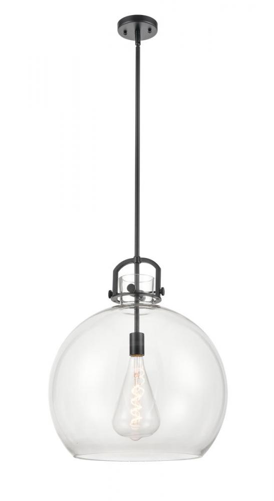 Newton Sphere - 1 Light - 18 inch - Matte Black - Stem hung - Pendant