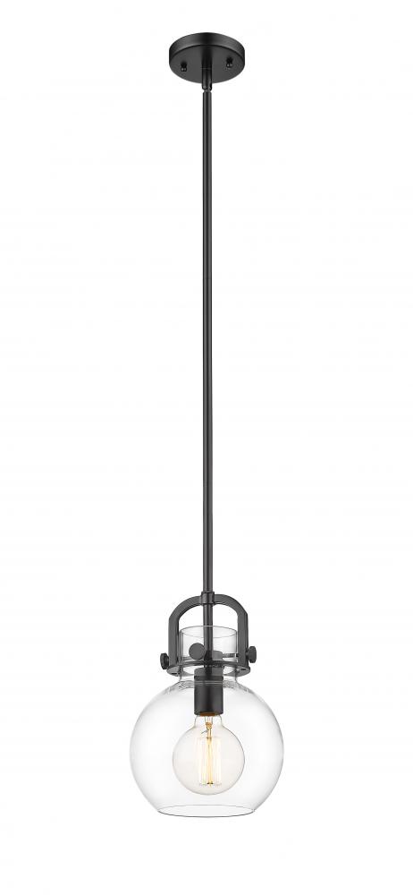 Newton Sphere - 1 Light - 8 inch - Matte Black - Stem hung - Mini Pendant