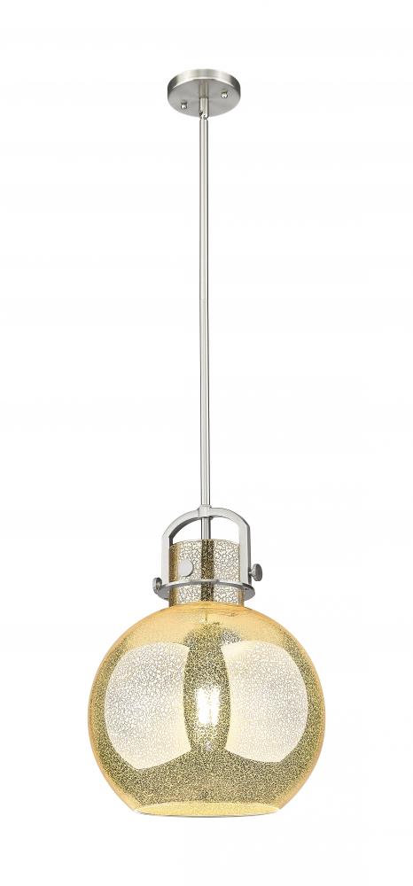 Newton Sphere - 1 Light - 12 inch - Brushed Satin Nickel - Stem Hung - Mini Pendant
