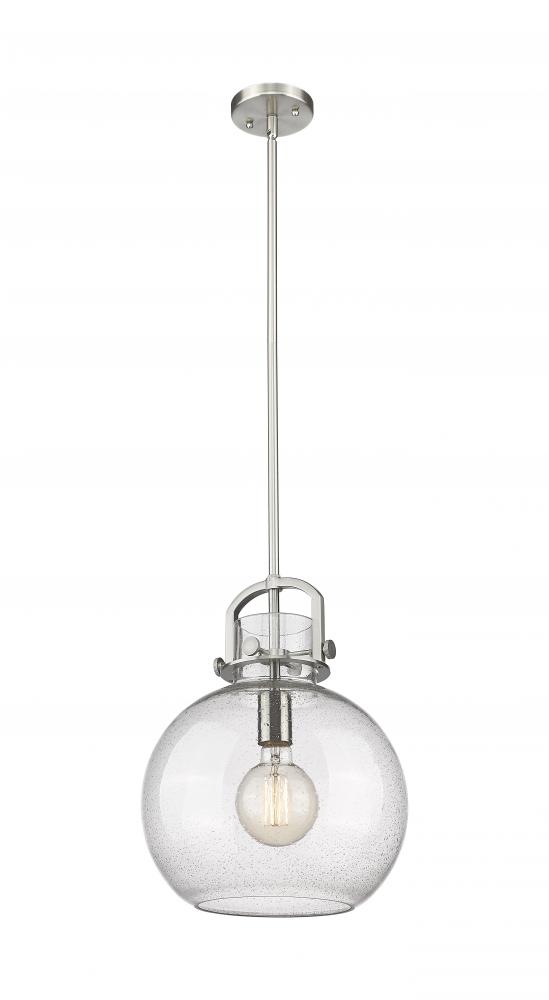 Newton Sphere - 1 Light - 12 inch - Brushed Satin Nickel - Stem Hung - Mini Pendant