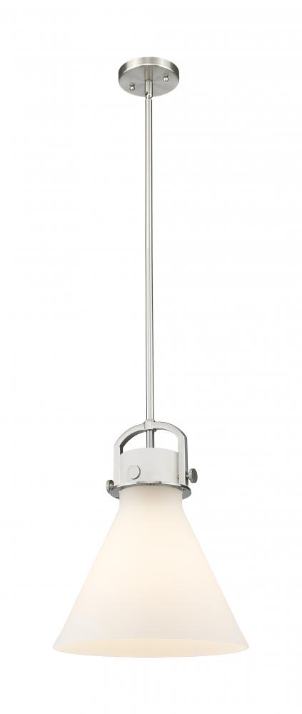 Newton Cone - 1 Light - 12 inch - Satin Nickel - Mini Pendant