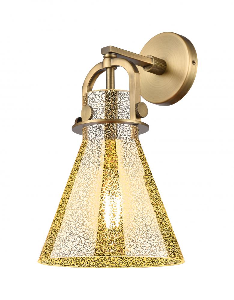 Newton Cone - 1 Light - 8 inch - Brushed Brass - Sconce