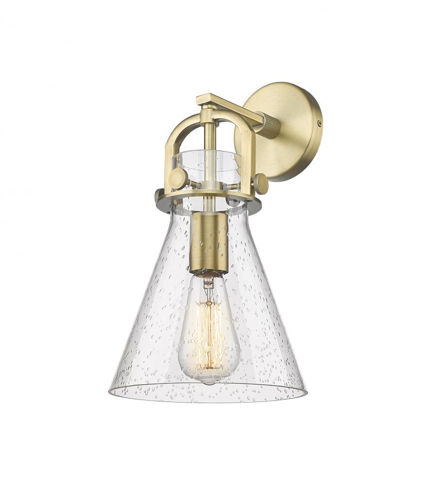 Newton Cone - 1 Light - 8 inch - Brushed Brass - Sconce