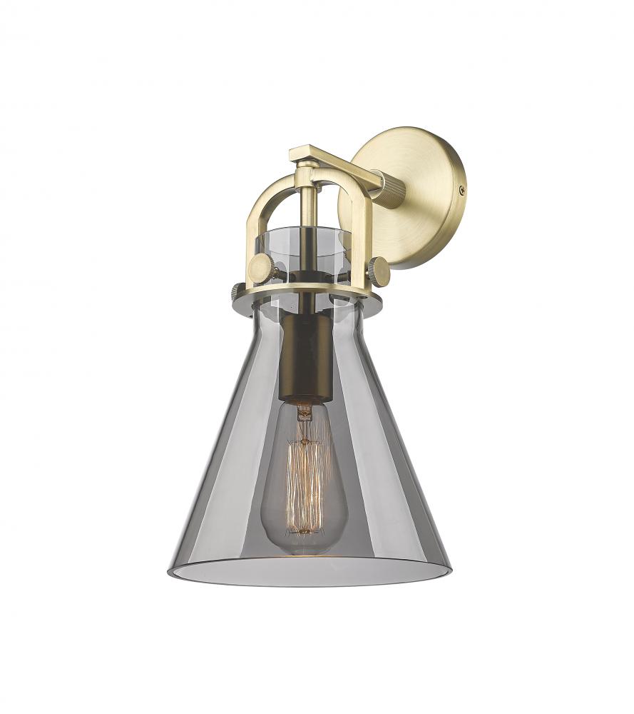 Newton Cone - 1 Light - 8 inch - Brushed Brass - Sconce