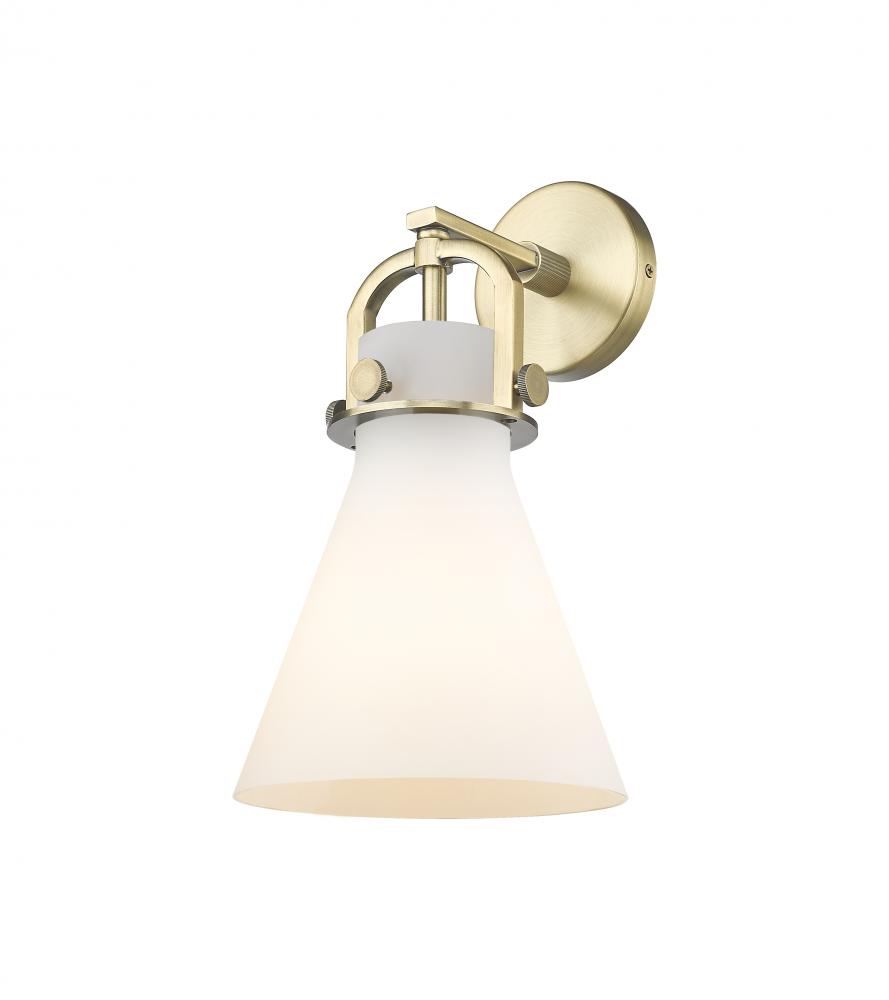 Newton Cone - 1 Light - 8 inch - Brushed Brass - Sconce