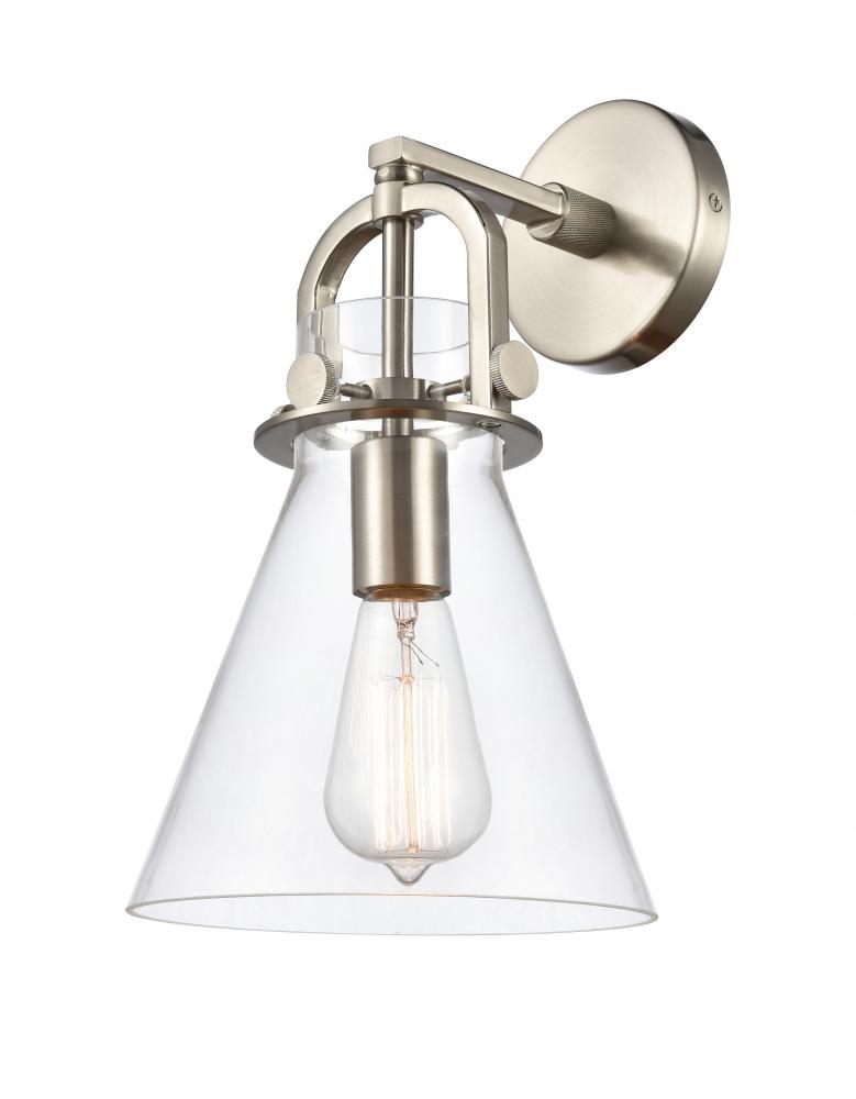 Newton Cone - 1 Light - 8 inch - Satin Nickel - Sconce