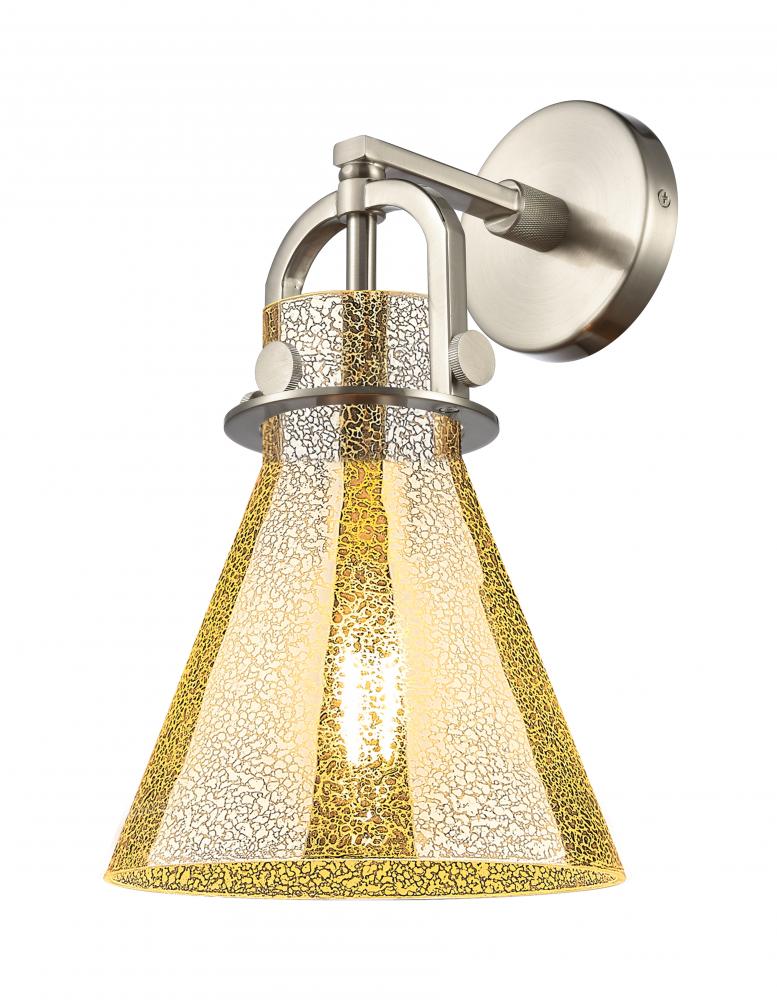 Newton Cone - 1 Light - 8 inch - Satin Nickel - Sconce