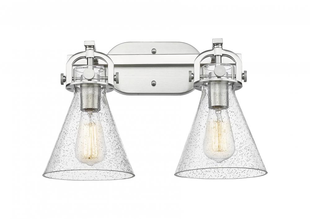 Newton Cone - 2 Light - 17 inch - Satin Nickel - Bath Vanity Light