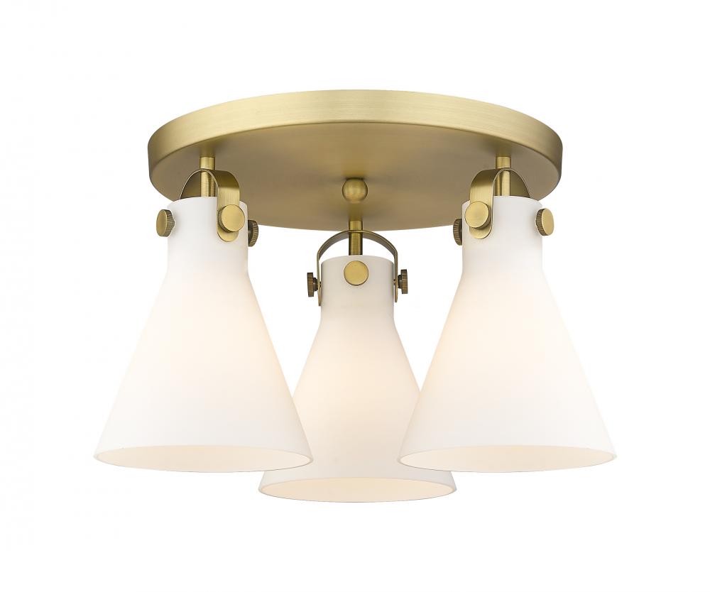 Newton Cone - 3 Light - 18 inch - Brushed Brass - Semi-Flush Mount