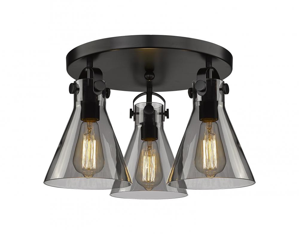 Newton Cone - 3 Light - 18 inch - Matte Black - Semi-Flush Mount