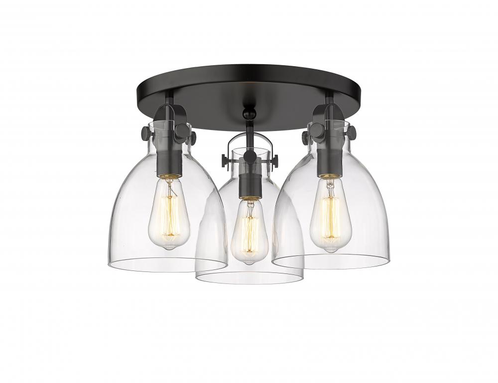 Newton Bell - 3 Light - 18 inch - Matte Black - Semi-Flush Mount
