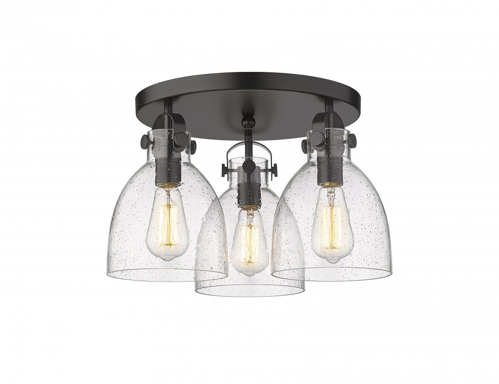 Newton Bell - 3 Light - 18 inch - Matte Black - Semi-Flush Mount